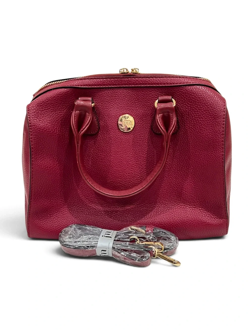 Jessica Moore Berry Red Pebbled Faux Leather Venture Satchel